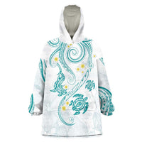Polynesia Tribal Wearable Blanket Hoodie Teal Plumeria Tentacles LT7 One Size Teal - Polynesian Pride