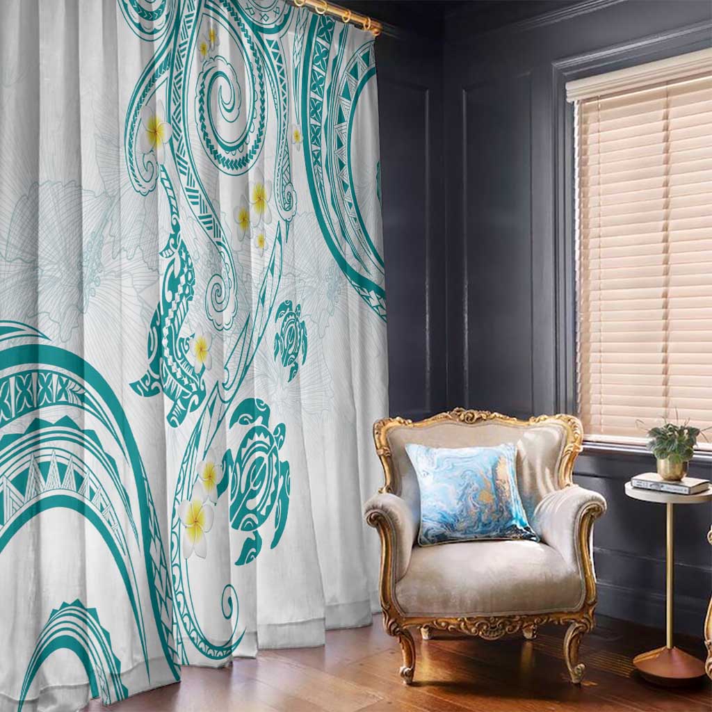 Polynesia Tribal Window Curtain Teal Plumeria Tentacles LT7 - Polynesian Pride