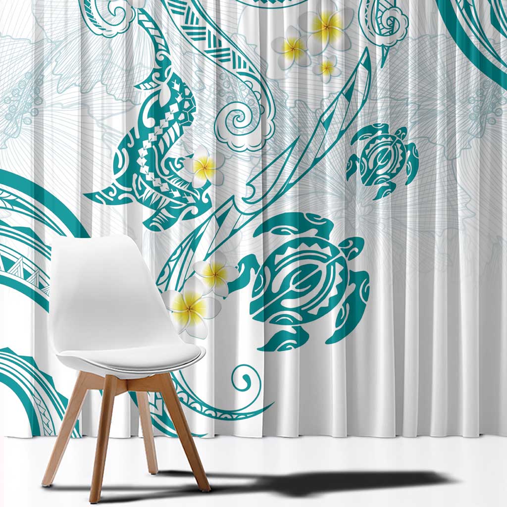 Polynesia Tribal Window Curtain Teal Plumeria Tentacles LT7 - Polynesian Pride