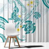 Polynesia Tribal Window Curtain Teal Plumeria Tentacles LT7 - Polynesian Pride