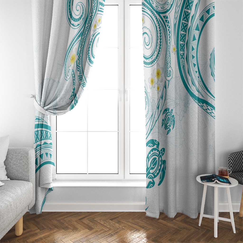 Polynesia Tribal Window Curtain Teal Plumeria Tentacles LT7 - Polynesian Pride