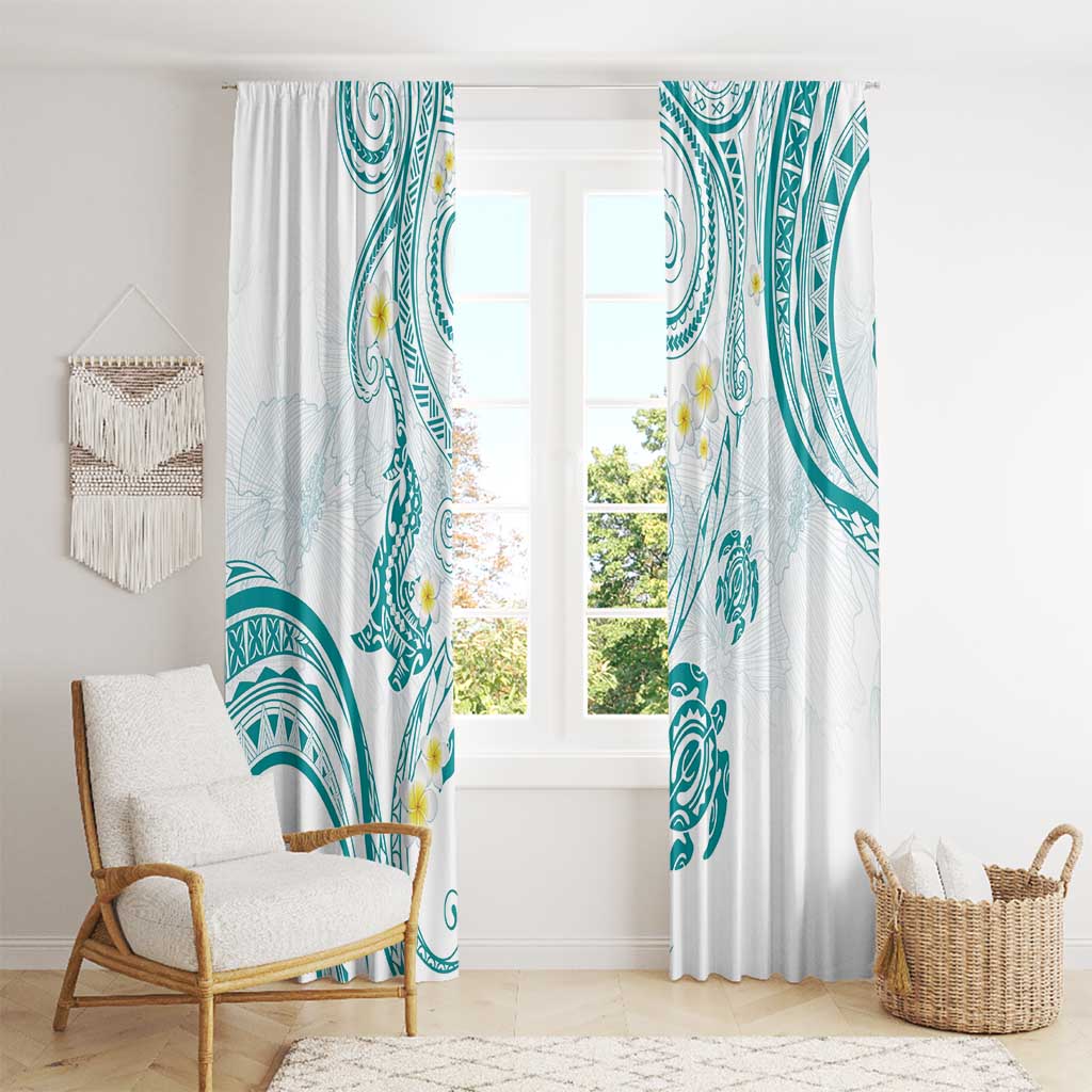 Polynesia Tribal Window Curtain Teal Plumeria Tentacles LT7 - Polynesian Pride