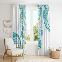 Polynesia Tribal Window Curtain Teal Plumeria Tentacles LT7 - Polynesian Pride