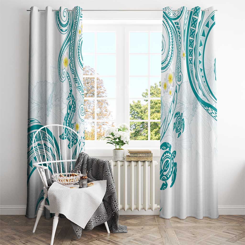 Polynesia Tribal Window Curtain Teal Plumeria Tentacles LT7 - Polynesian Pride
