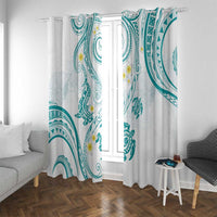 Polynesia Tribal Window Curtain Teal Plumeria Tentacles LT7 With Grommets Teal - Polynesian Pride