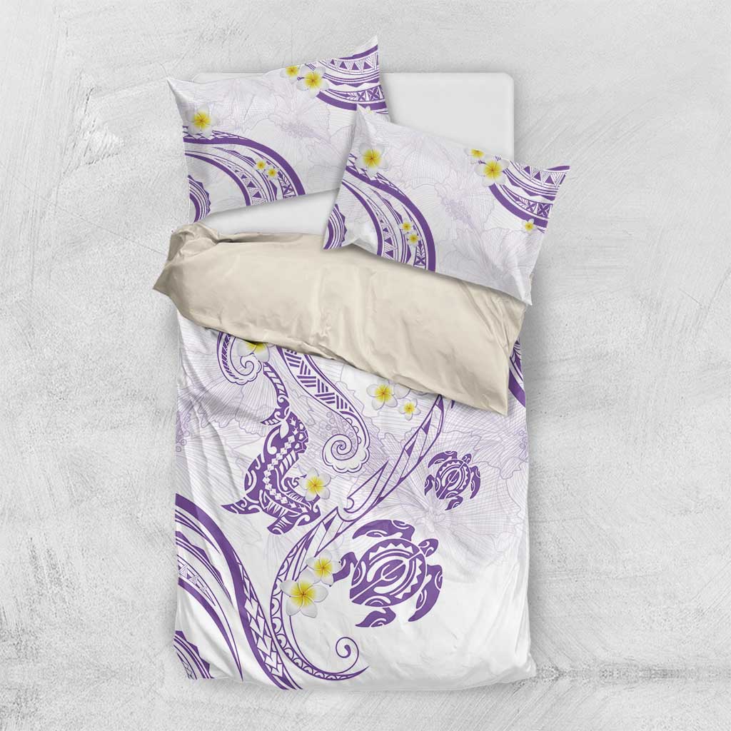 Polynesia Tribal Bedding Set Lilac Plumeria Tentacles