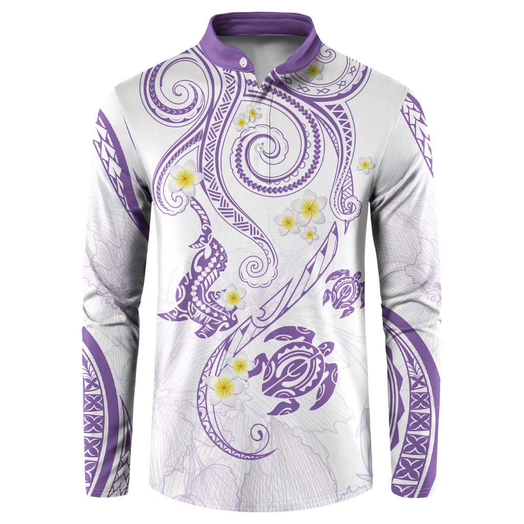Polynesia Tribal Button Sweatshirt Lilac Plumeria Tentacles LT7 Lilac - Polynesian Pride