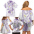 Polynesia Tribal Family Matching Off Shoulder Short Dress and Hawaiian Shirt Lilac Plumeria Tentacles