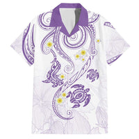 Polynesia Tribal Family Matching Off Shoulder Short Dress and Hawaiian Shirt Lilac Plumeria Tentacles