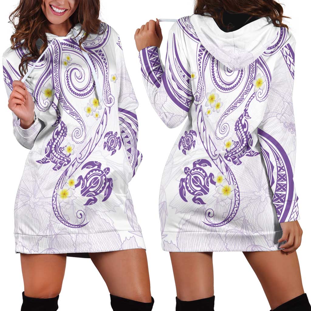 Polynesia Tribal Hoodie Dress Lilac Plumeria Tentacles LT7 - Polynesian Pride