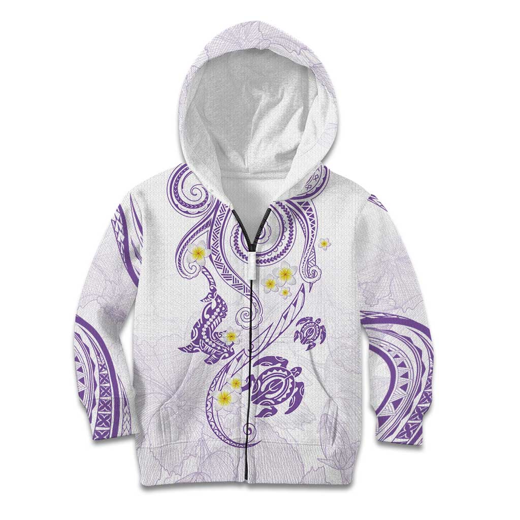 Polynesia Tribal Kid Hoodie Lilac Plumeria Tentacles