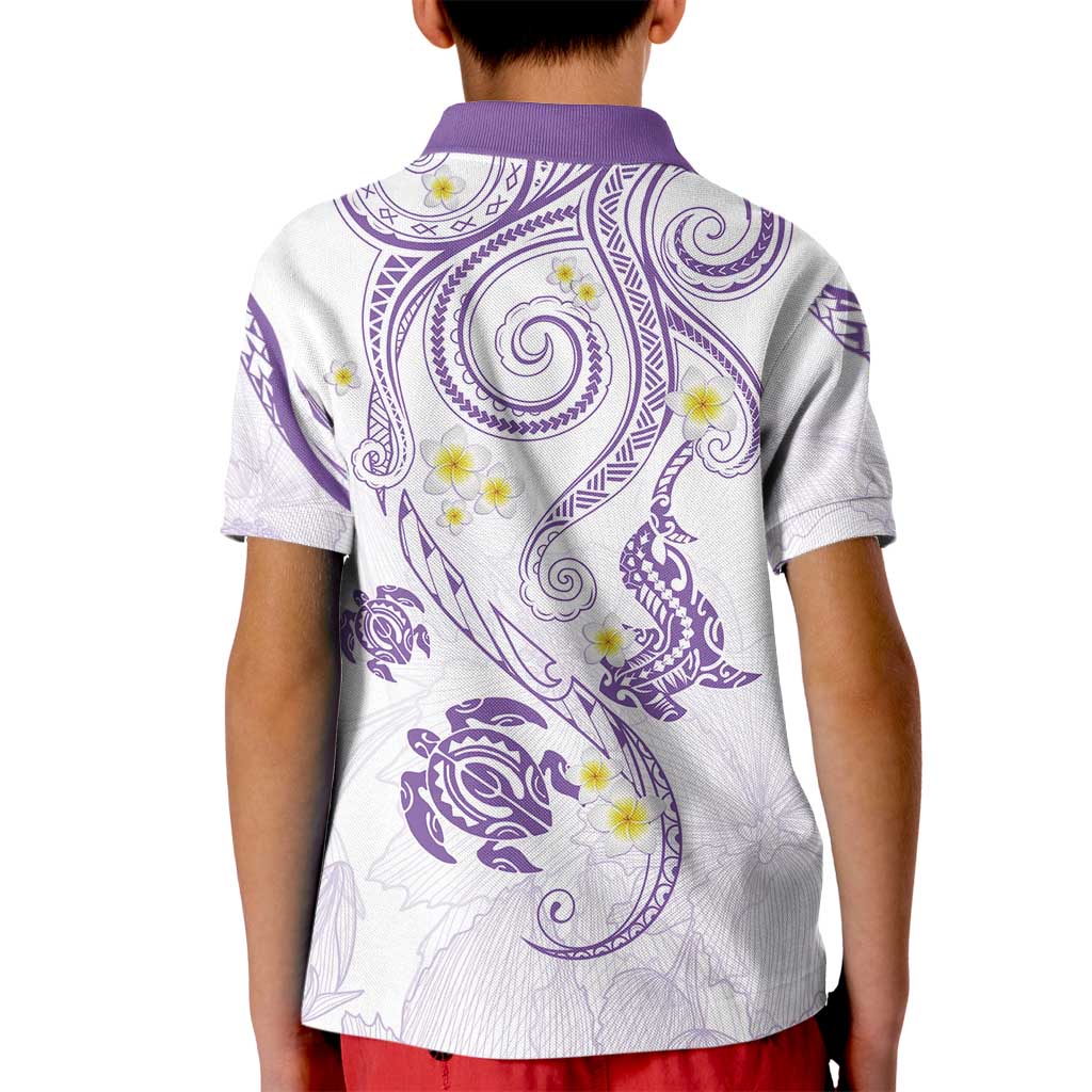 Polynesia Tribal Kid Polo Shirt Lilac Plumeria Tentacles