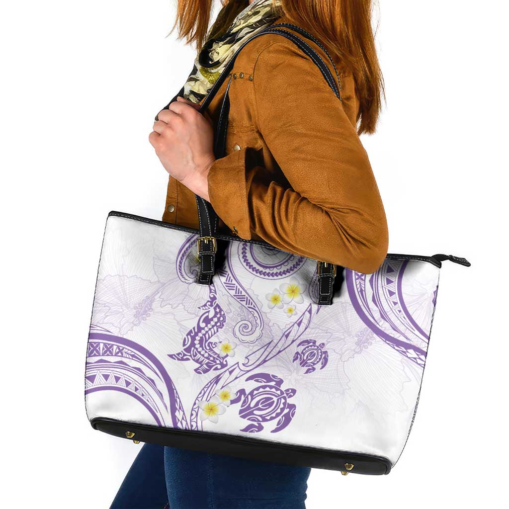 Polynesia Tribal Leather Tote Bag Lilac Plumeria Tentacles LT7 Lilac - Polynesian Pride