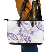 Polynesia Tribal Leather Tote Bag Lilac Plumeria Tentacles LT7 - Polynesian Pride