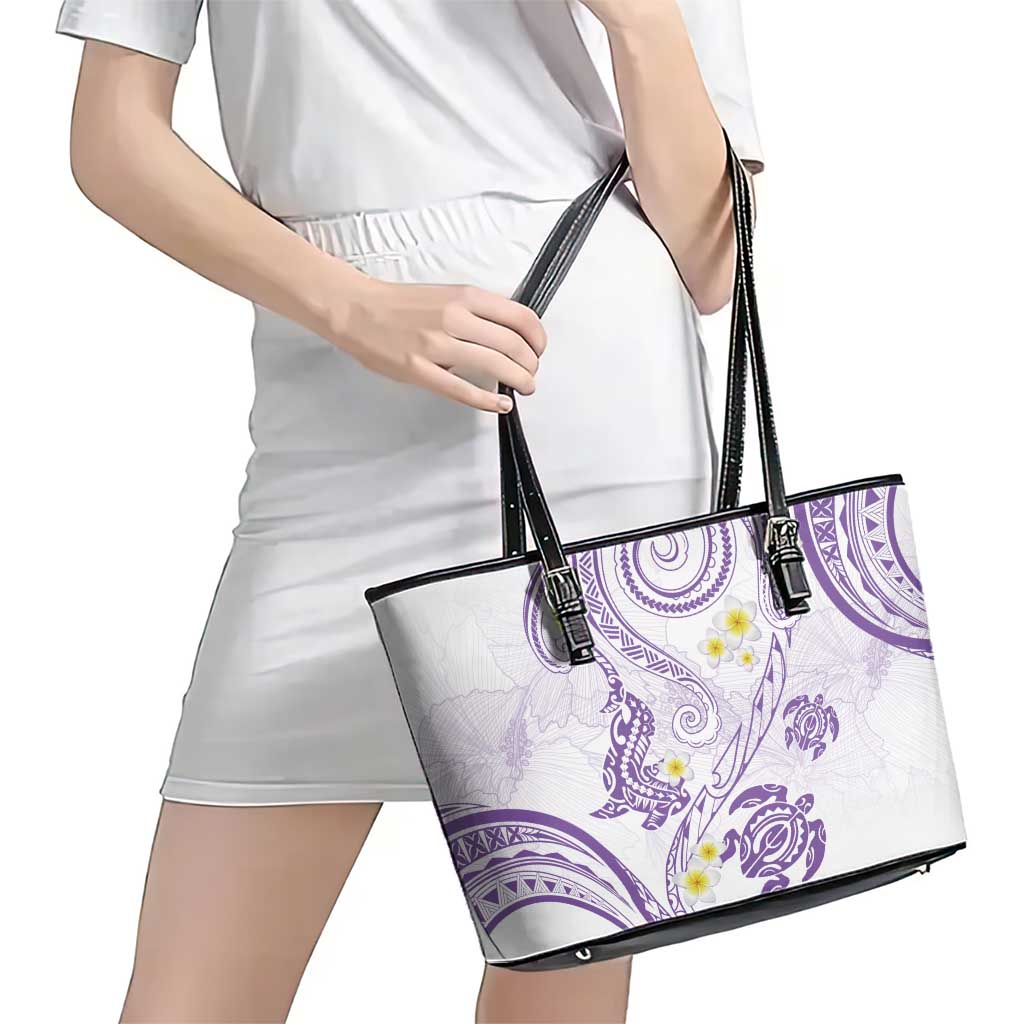 Polynesia Tribal Leather Tote Bag Lilac Plumeria Tentacles LT7 - Polynesian Pride