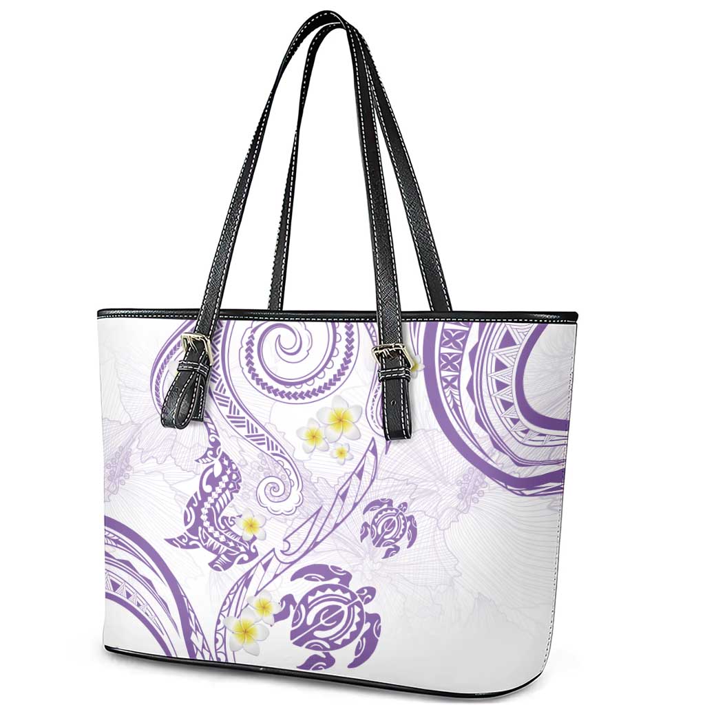 Polynesia Tribal Leather Tote Bag Lilac Plumeria Tentacles LT7 - Polynesian Pride