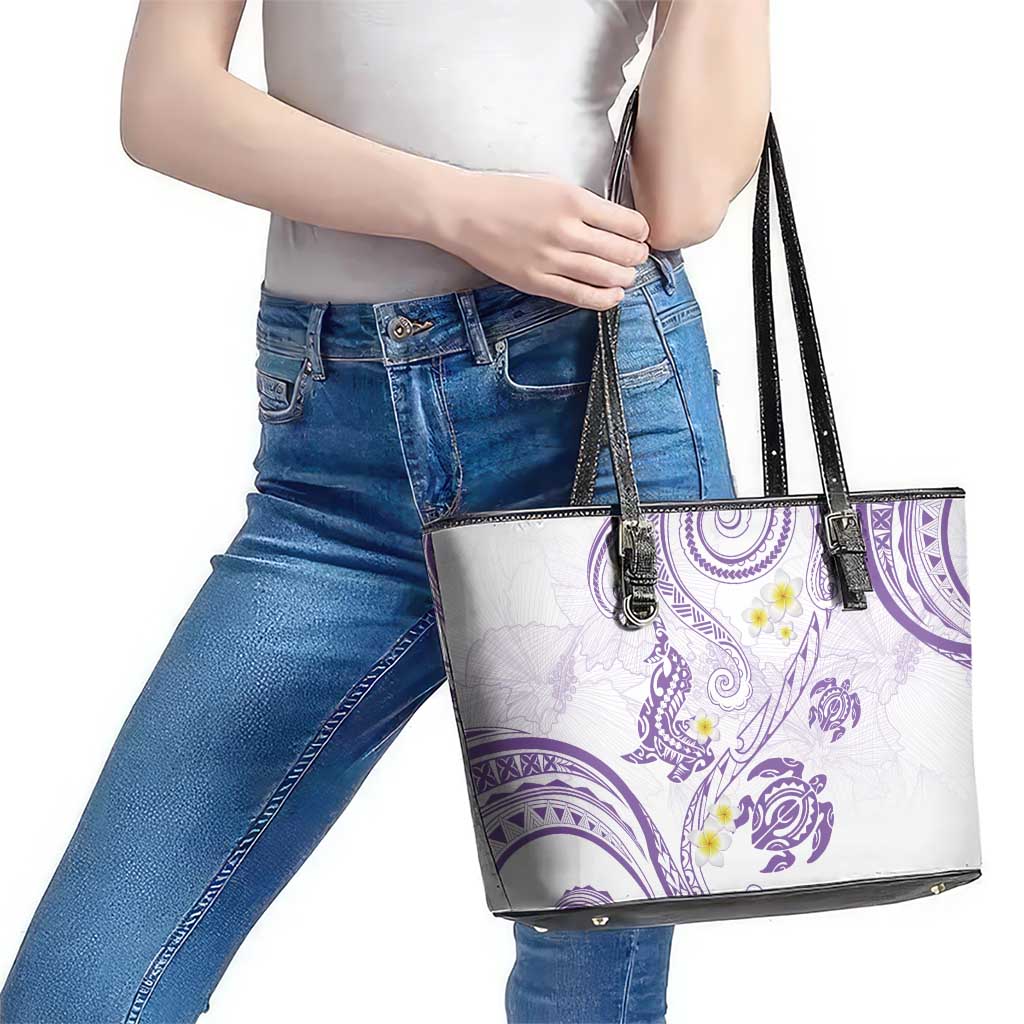 Polynesia Tribal Leather Tote Bag Lilac Plumeria Tentacles LT7 - Polynesian Pride