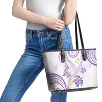 Polynesia Tribal Leather Tote Bag Lilac Plumeria Tentacles LT7 - Polynesian Pride