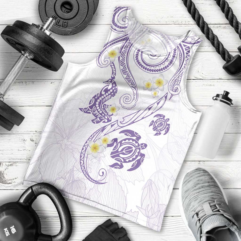 Polynesia Tribal Men Tank Top Lilac Plumeria Tentacles LT7 - Polynesian Pride