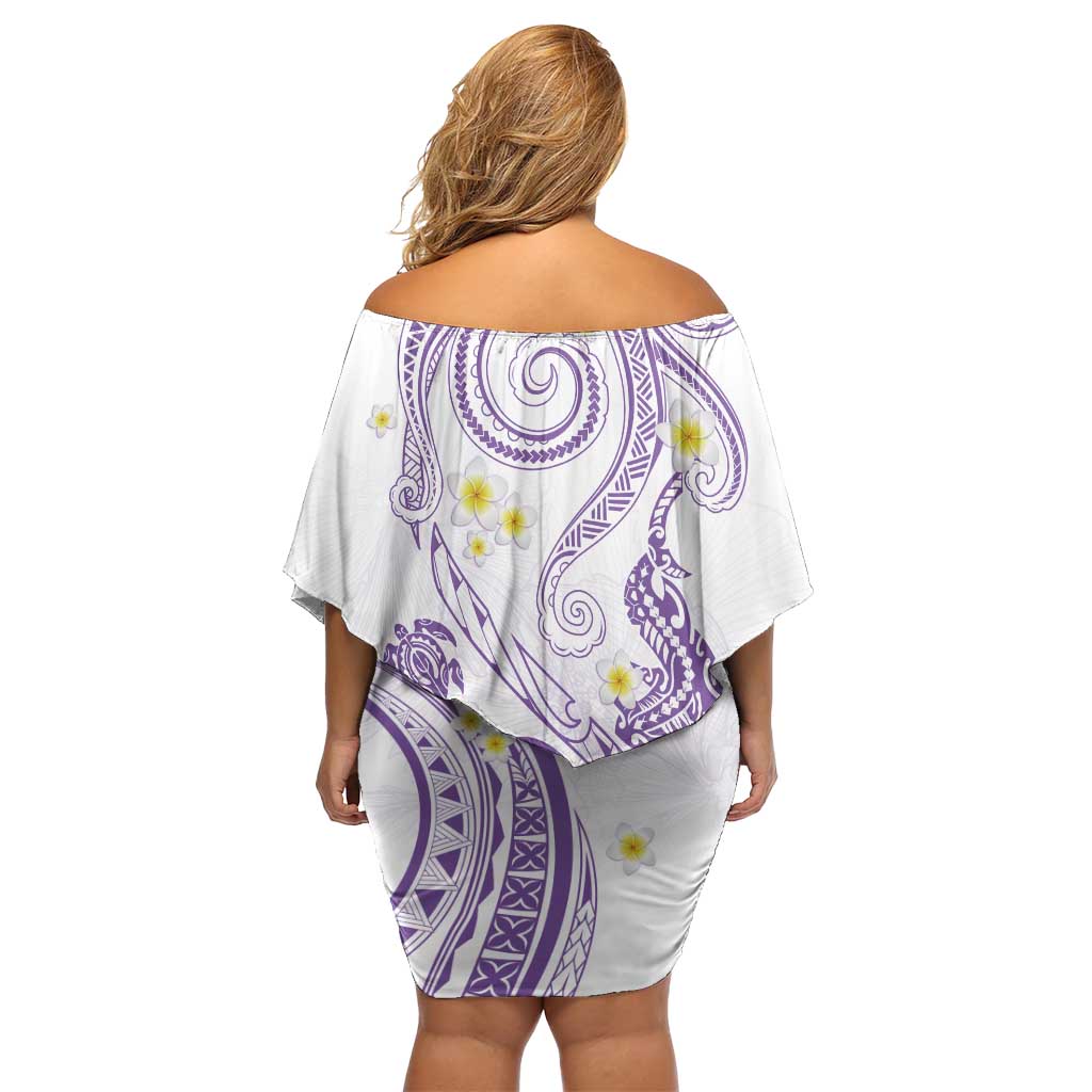 Polynesia Tribal Off Shoulder Short Dress Lilac Plumeria Tentacles LT7 - Polynesian Pride
