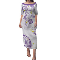 Polynesia Tribal Puletasi Lilac Plumeria Tentacles LT7 Long Dress Lilac - Polynesian Pride