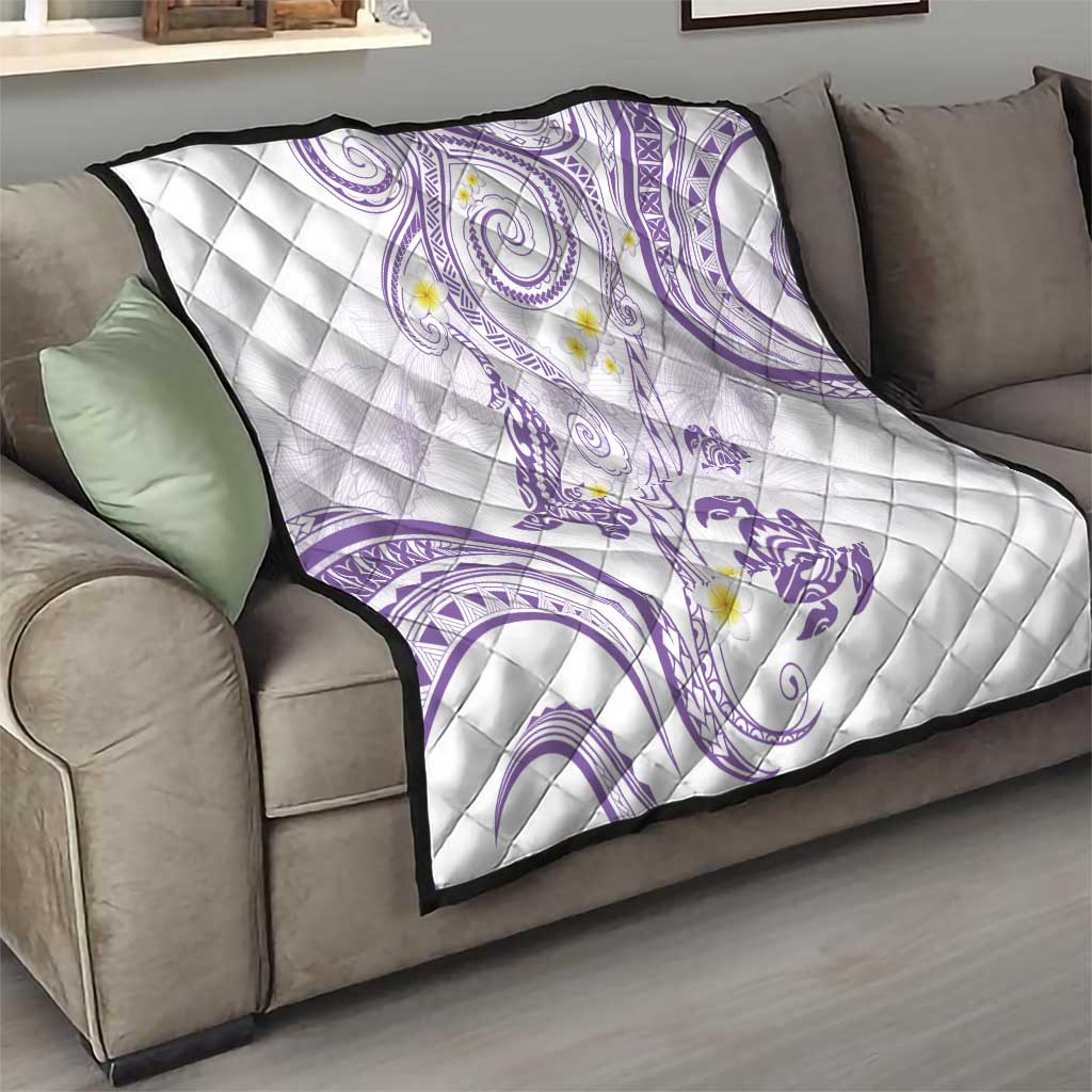 Polynesia Tribal Quilt Lilac Plumeria Tentacles