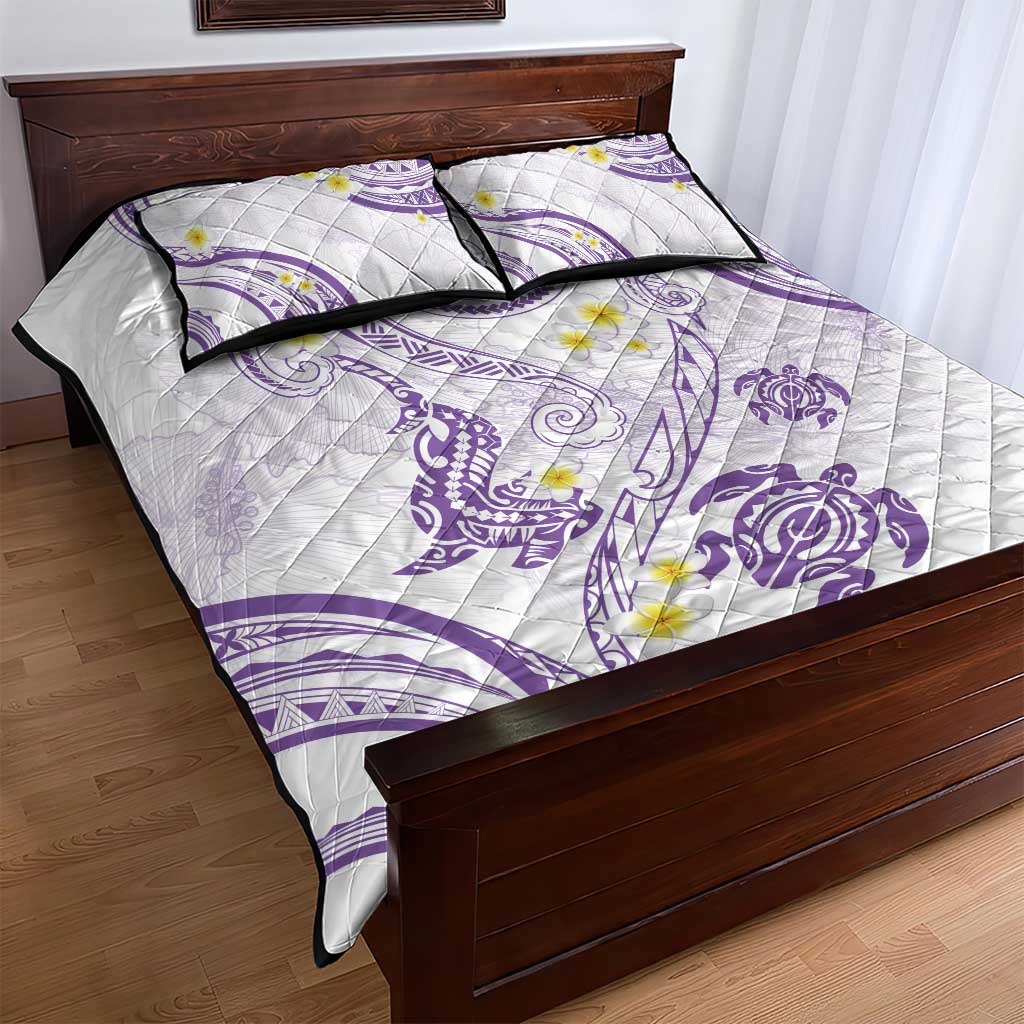 Polynesia Tribal Quilt Bed Set Lilac Plumeria Tentacles LT7 - Polynesian Pride