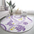 Polynesia Tribal Round Carpet Lilac Plumeria Tentacles