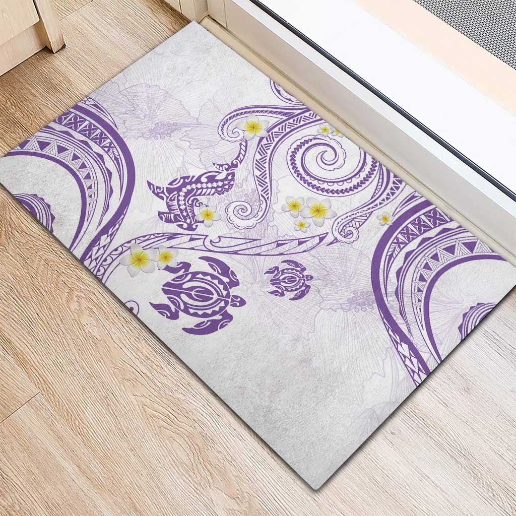 Polynesia Tribal Rubber Doormat Lilac Plumeria Tentacles LT7 - Polynesian Pride