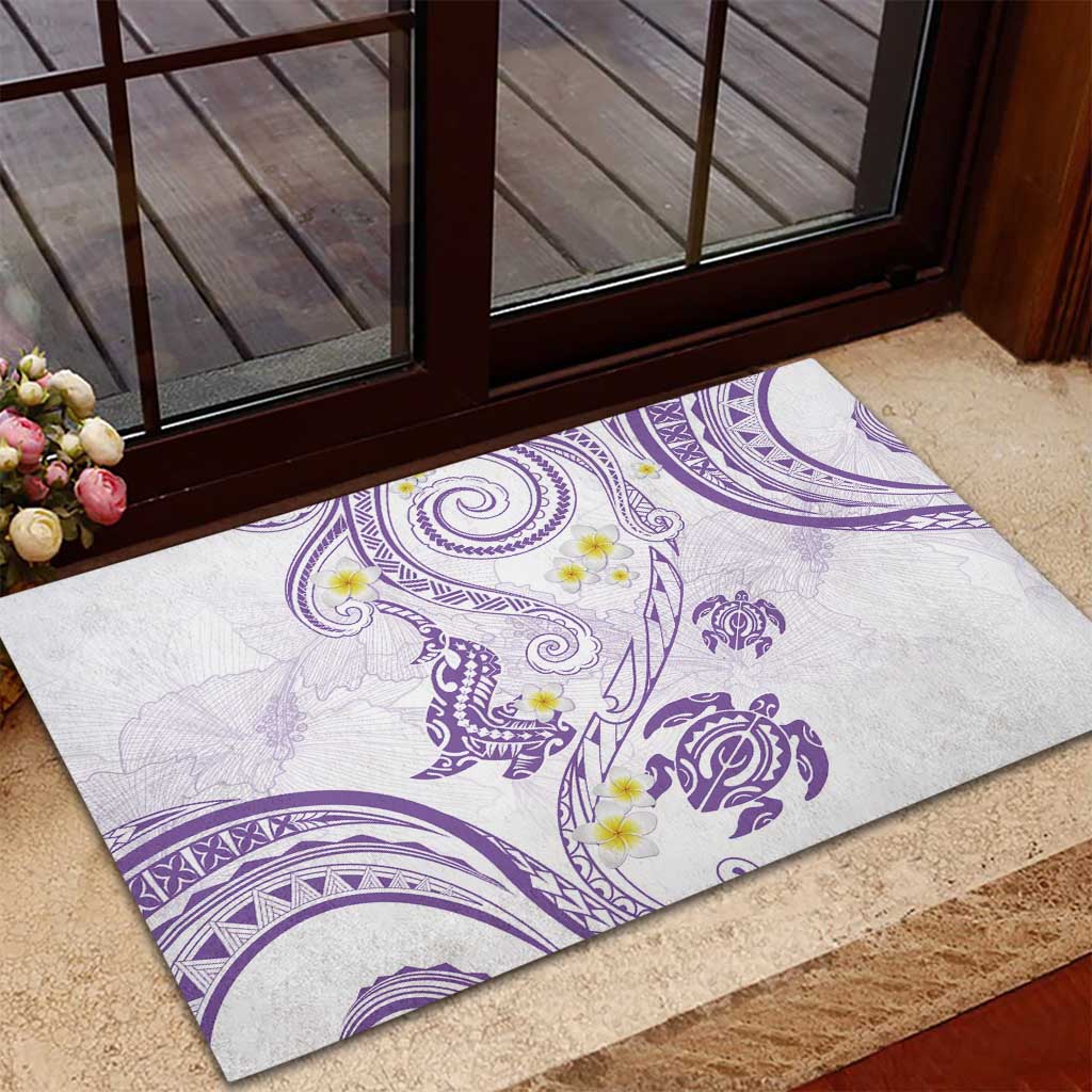 Polynesia Tribal Rubber Doormat Lilac Plumeria Tentacles LT7 - Polynesian Pride