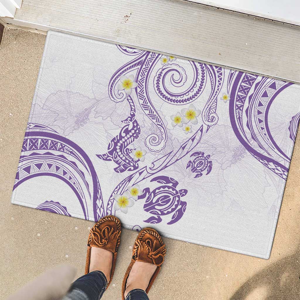 Polynesia Tribal Rubber Doormat Lilac Plumeria Tentacles LT7 - Polynesian Pride