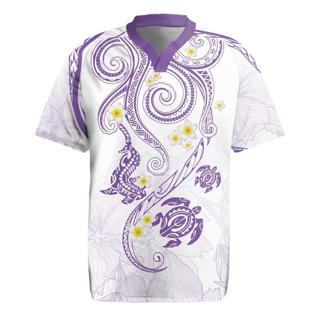 Polynesia Tribal Rugby Jersey Lilac Plumeria Tentacles
