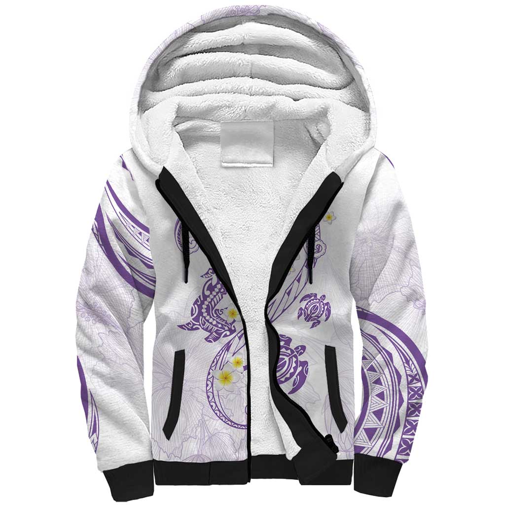 Polynesia Tribal Sherpa Hoodie Lilac Plumeria Tentacles LT7 Unisex Lilac - Polynesian Pride