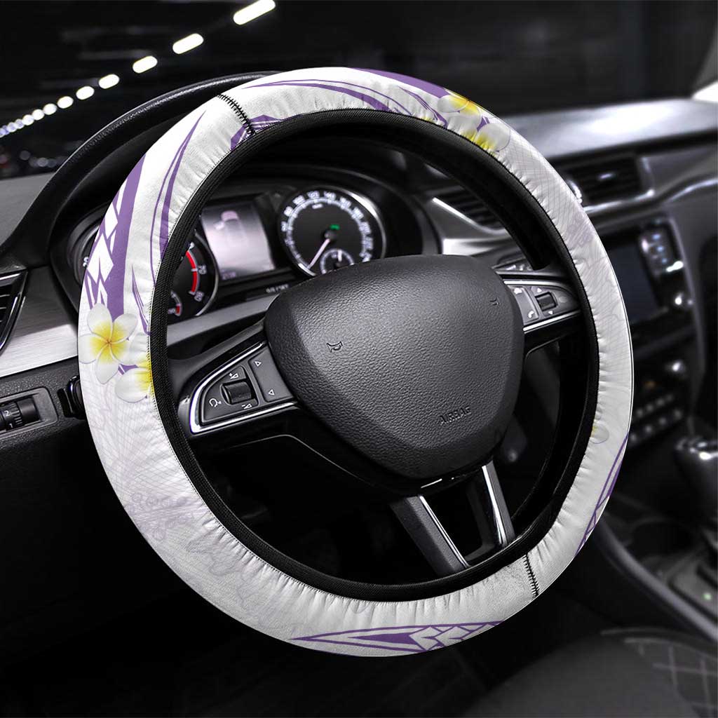 Polynesia Tribal Steering Wheel Cover Lilac Plumeria Tentacles LT7 Universal Fit Lilac - Polynesian Pride