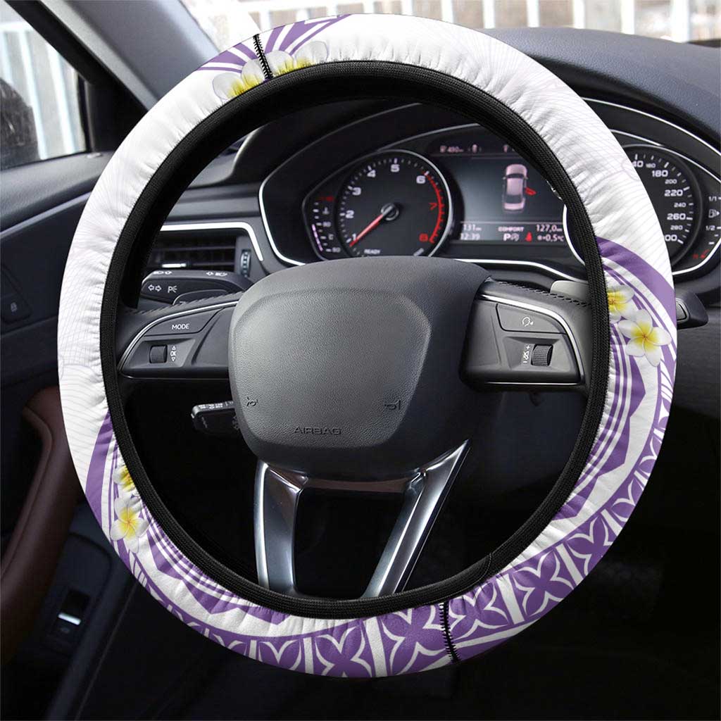 Polynesia Tribal Steering Wheel Cover Lilac Plumeria Tentacles LT7 - Polynesian Pride