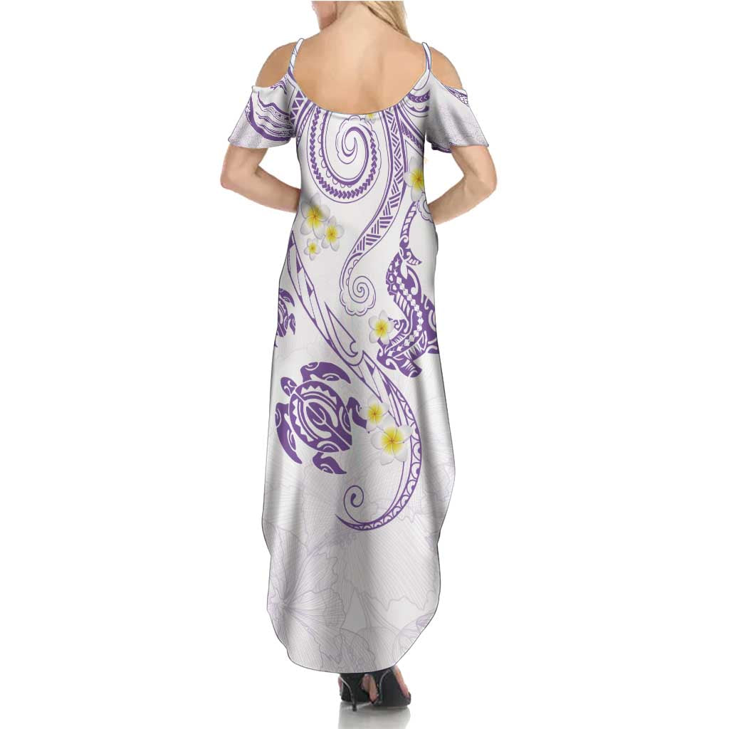 Polynesia Tribal Summer Maxi Dress Lilac Plumeria Tentacles LT7 - Polynesian Pride