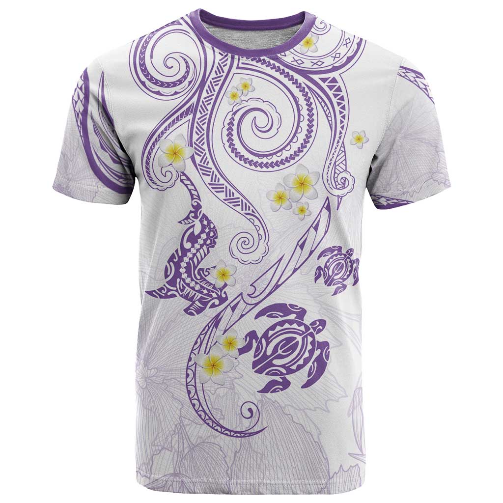 Polynesia Tribal T Shirt Lilac Plumeria Tentacles