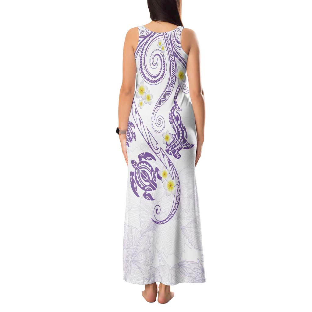 Polynesia Tribal Tank Maxi Dress Lilac Plumeria Tentacles LT7 - Polynesian Pride