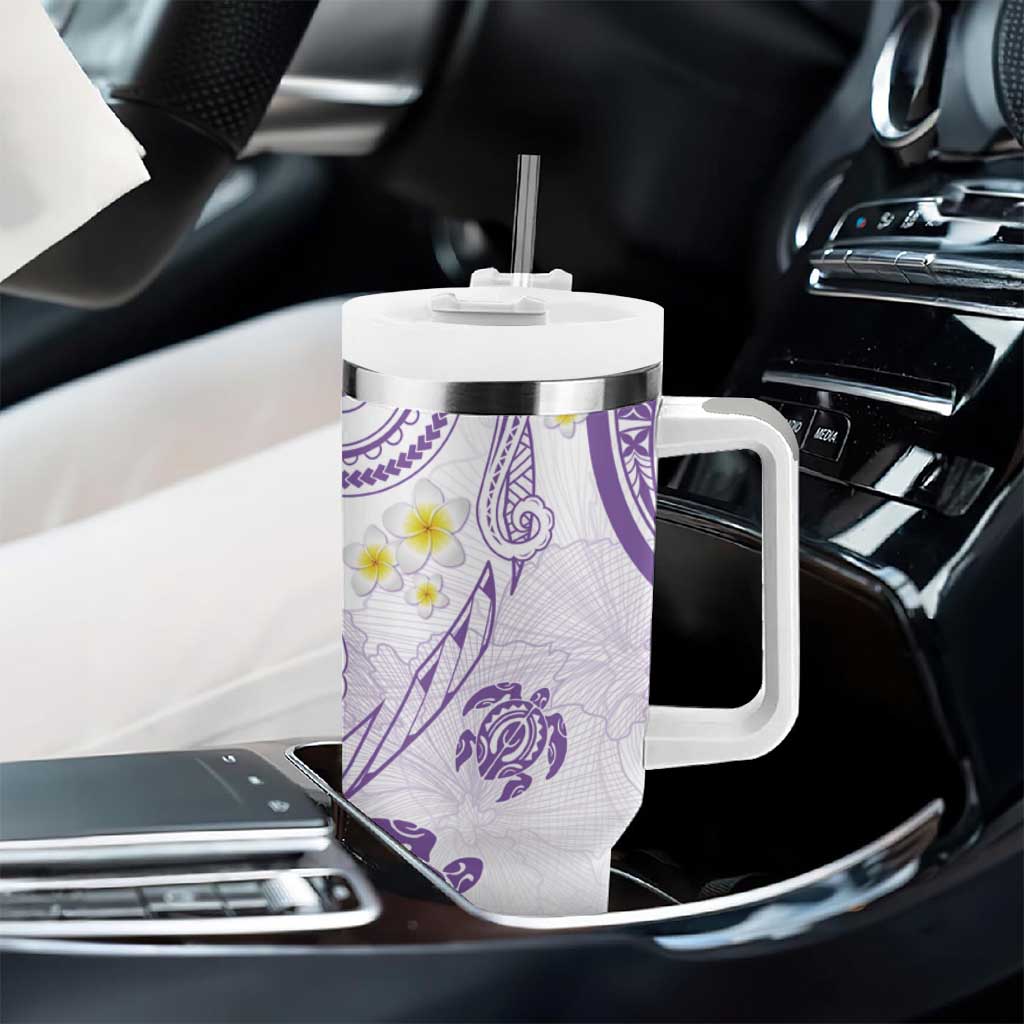 Polynesia Tribal Tumbler With Handle Lilac Plumeria Tentacles LT7 - Polynesian Pride