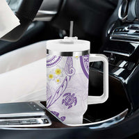 Polynesia Tribal Tumbler With Handle Lilac Plumeria Tentacles LT7 - Polynesian Pride