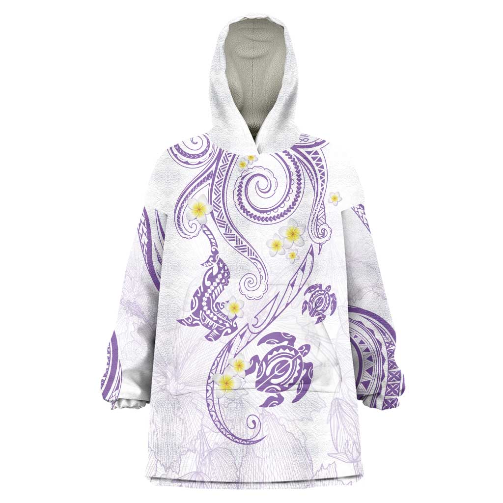 Polynesia Tribal Wearable Blanket Hoodie Lilac Plumeria Tentacles LT7 One Size Lilac - Polynesian Pride