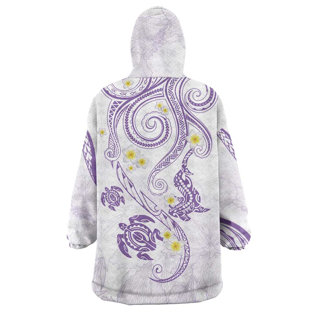 Polynesia Tribal Wearable Blanket Hoodie Lilac Plumeria Tentacles LT7 - Polynesian Pride