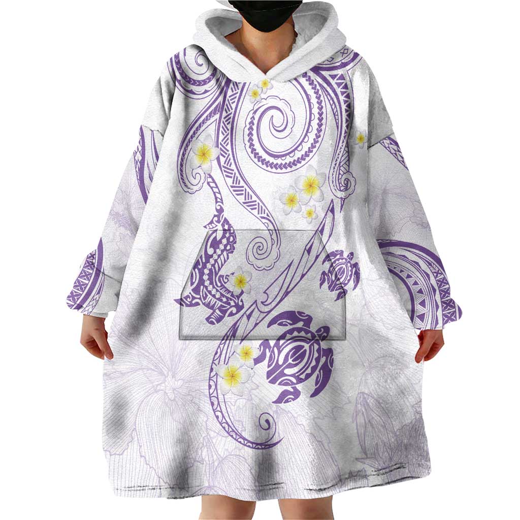 Polynesia Tribal Wearable Blanket Hoodie Lilac Plumeria Tentacles LT7 - Polynesian Pride