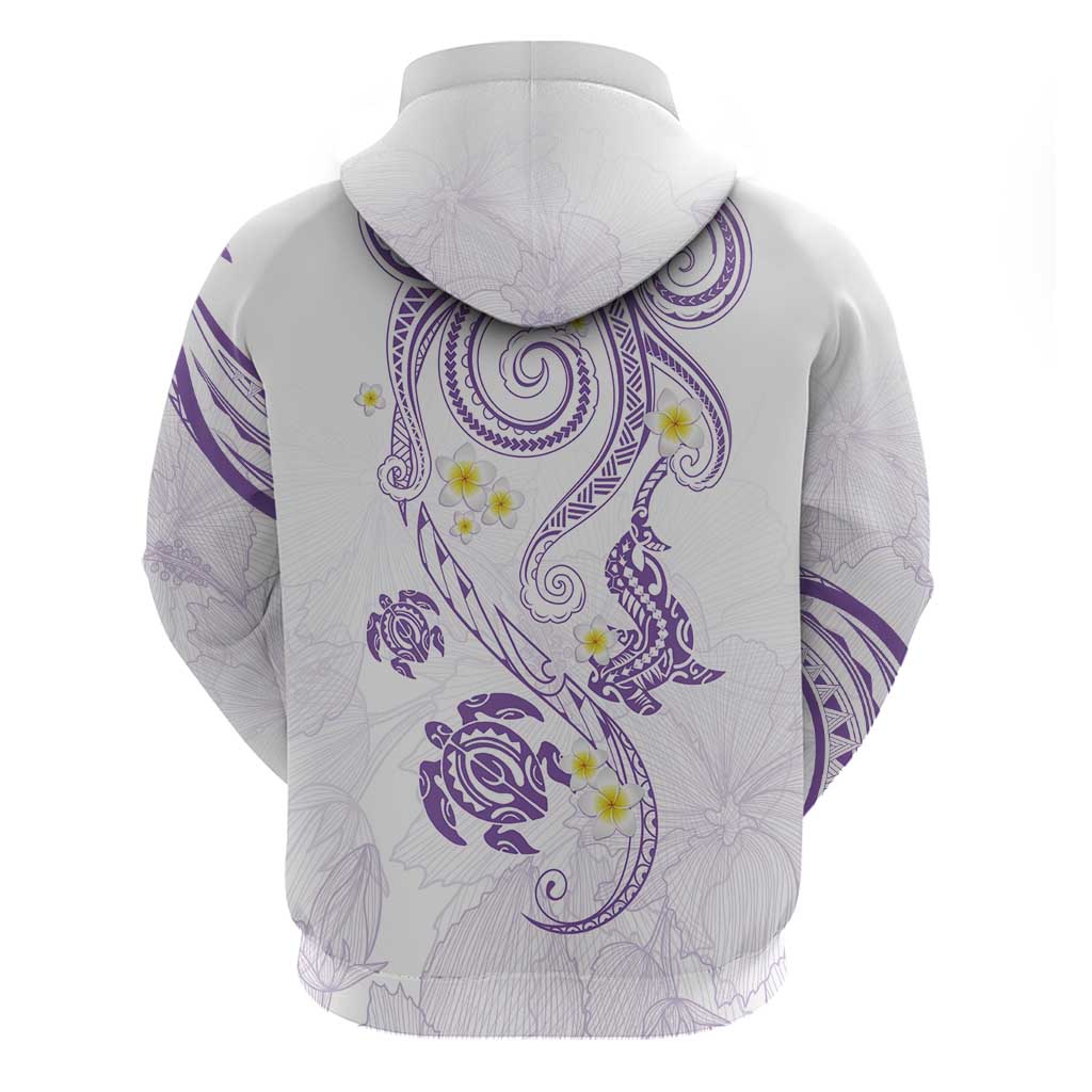 Polynesia Tribal Zip Hoodie Lilac Plumeria Tentacles