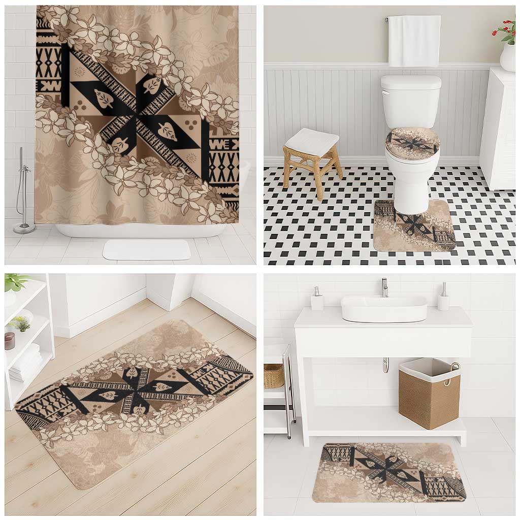 Bula Fiji Plumeria Tagimoucia Salusalu Beige Bathroom Set Kaiviti Masi - Polynesian Pride