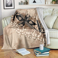 Bula Fiji Plumeria Tagimoucia Salusalu Beige Blanket Kaiviti Masi - Polynesian Pride