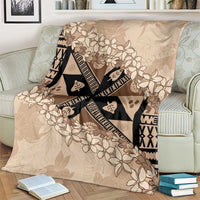Bula Fiji Plumeria Tagimoucia Salusalu Beige Blanket Kaiviti Masi - Polynesian Pride