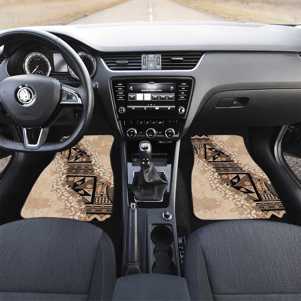 Bula Fiji Plumeria Tagimoucia Salusalu Beige Car Mats Kaiviti Masi - Polynesian Pride