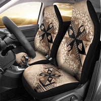 Bula Fiji Plumeria Tagimoucia Salusalu Beige Car Seat Cover Kaiviti Masi - Polynesian Pride