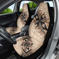 Bula Fiji Plumeria Tagimoucia Salusalu Beige Car Seat Cover Kaiviti Masi - Polynesian Pride